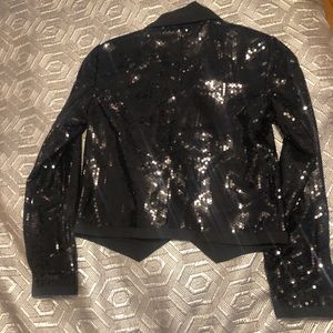 BCBG Generation Black Sequin Tuxedo Style  Blazer